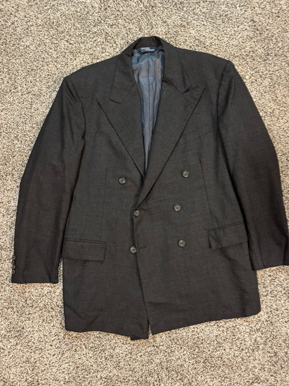 Ralph Lauren Men's Double-Breasted Charcoal Blazer